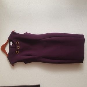 Calvin Klein Purple Sheath Dress Size 8 Sleeveless Gold Grommet Detail Elegant W